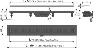 Водоотводящий желоб AlcaPlast APZ10BLACK 950M