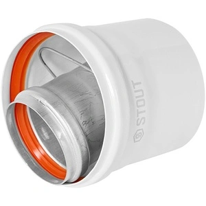 Адаптер подключения STOUT УНИВЕРСАЛЬНЫЙ вертик. традиц. коакс. D60(м-м)/100(п-м) (хомут, фланец, втулка, адаптер) кроме Immergas, Navien D75/100 стар.