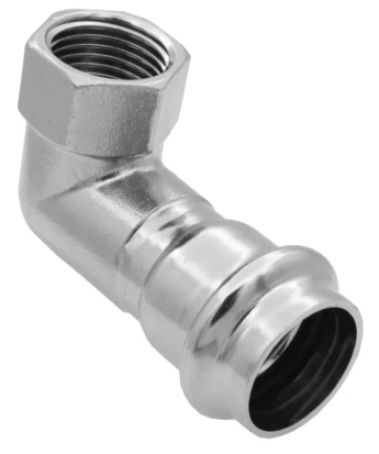 Уголок 90° с переходом на внутреннюю резьбу из нержавеющей стали VIEIR VER-PRO (VPLF)