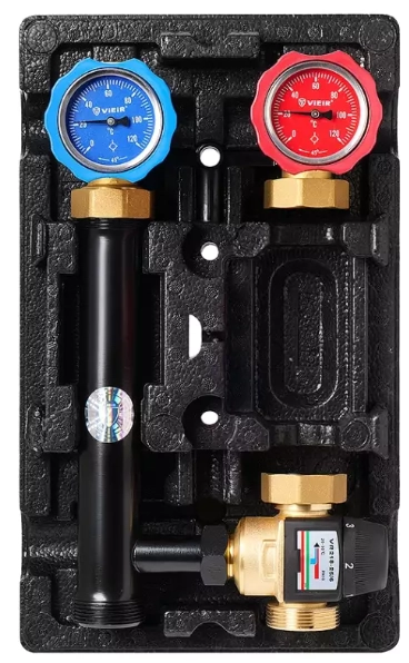 Насосная группа с трехходовым термостатическим смесительным клапаном KVS 4.5 20-50°C  VIEIR без насоса (VR218-25/6)