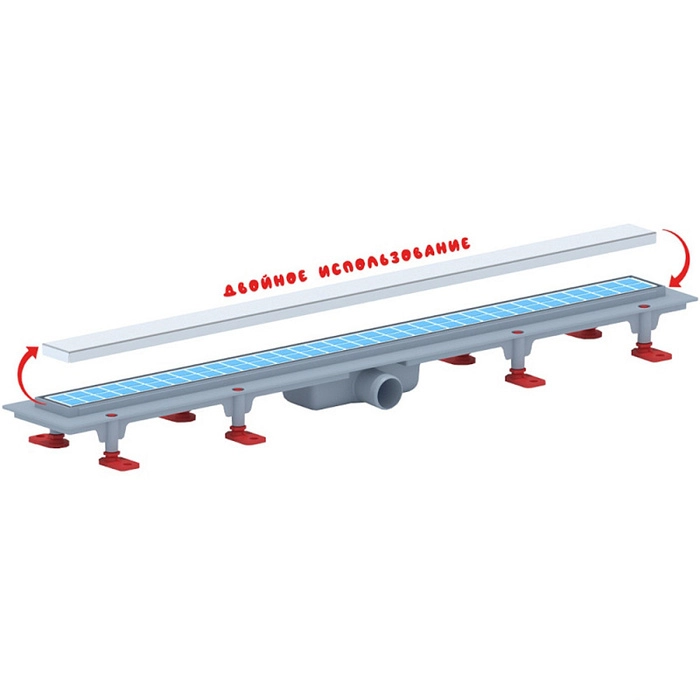 Трап линейный пластиковый АНИПласт TLQ1085 DN40 с сухим затвором и матовой решёткой под плитку МОЛ 850х62 мм (TLQ1085)
