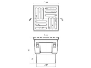 Трап для душа АНИПласт TQ1212 DN110 вертикальный нерегулируемый с сухим затвором и решёткой из нержавеющей стали 150х150 мм (TQ1212)