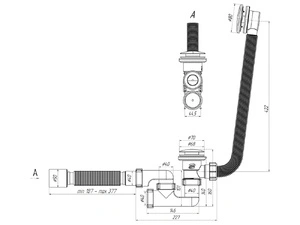 Сифон для ванны АНИПласт EC255GS 1 1/2 дюйма 40 мм клик-клак гиб с сеткой с переливом и гибкой трубой 40х50 мм (EC255GS)