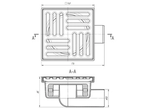 Трап для душа АНИПласт TQ5112 DN50 горизонтальный нерегулируемый с сухим затвором и решёткой из нержавеющей стали 150х150 мм (TQ5112)