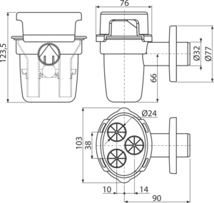 Воронка с шариком для сбрасываемого конденсата с держателем для трубок DN32 AlcaPlast AKS5