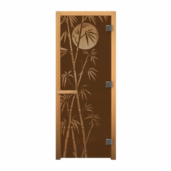 Дверь для бани стеклянная Везувий 1900х700 (Бронза "БАМБУК", 3 петли, 8мм) (ОСИНА)