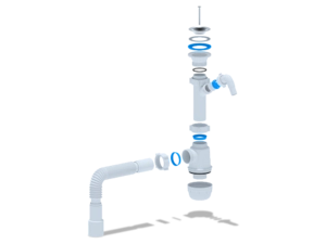 Сифон для мойки АНИПласт Грот A1015 1 1/2 дюйма 40 мм с отводом для стиральной машины с гибкой трубой 40х40/50 мм (A1015)