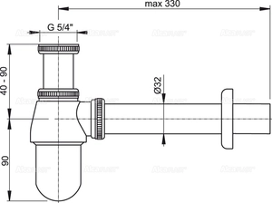 Сифон для умывальника DN32 с накидной гайкой 5/4″, металл AlcaPlast A431