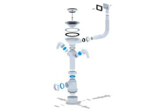 Сифон для мойки АНИПласт Грот A0146S 3 1/2 дюйма 40 мм с гибким переливом и двумя отводами для стиральной машины (A0146S)