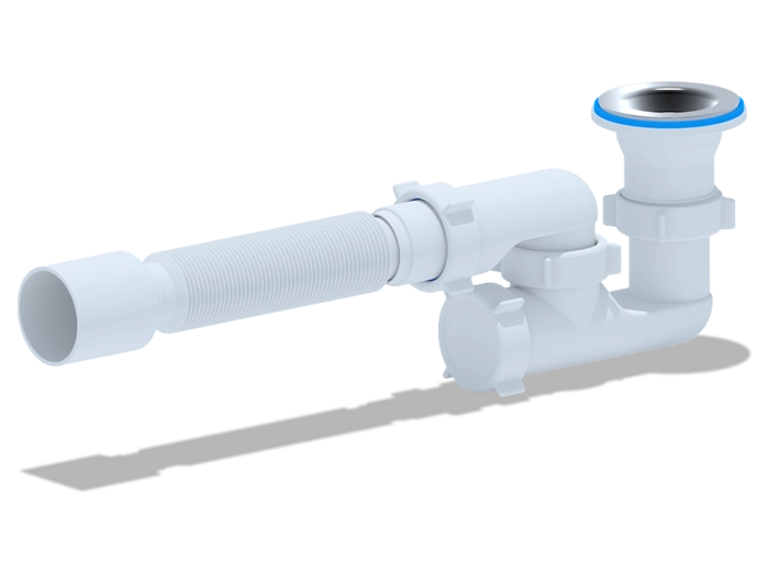 Сифон для душевого поддона АНИПласт E215 1 1/2 дюйма 40 мм регулируемый с гибкой трубой 40х50 мм (E215)
