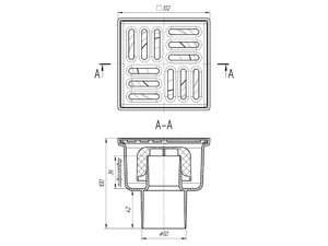 Трап вертикальный нерегулируемый АНИПласт TA5202 выпуск 50 мм с решеткой из нержавеющей стали 100х100 мм (TA5202)