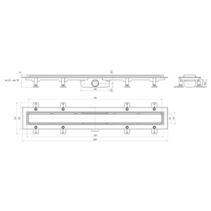 Трап линейный пластиковый АНИПласт TLQ1075 DN40 с сухим затвором и матовой решёткой под плитку МОЛ 750х62 мм (TLQ1075)