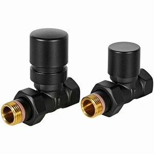 Комплект клапанов термостатических STOUT Design черный, прямой 1/2 (SVTDK-0001-000015B)