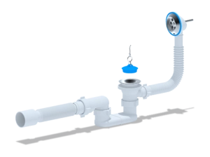 Сифон для ванны АНИПласт E055 1 1/2 дюйма плоский с переливом и гибкой трубой 40х50 мм (E055)