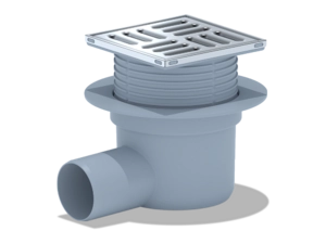 Трап для душа АНИПласт TQ5602 DN50 горизонтальный регулируемый с сухим затвором и решёткой из нержавеющей стали 100х100 мм (TQ5602)