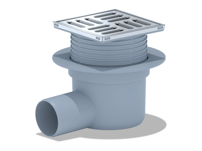 Трап горизонтальный регулируемый АНИПласт TA5602 выпуск 50 мм с решеткой из нержавеющей стали 100х100 мм (TA5602)