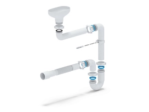 Сифон АНИ Пласт 1 1/2 дюйма 40 мм смещенный с разрывом струи с гибкой трубой 40х40/50 мм (DR5015)