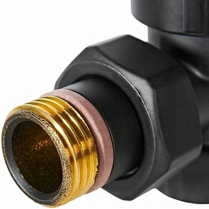 Комплект клапанов термостатических STOUT Design черный, угловой 1/2 (SVTDK-0002-000015B)