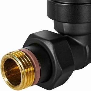 Комплект клапанов термостатических STOUT Design черный, прямой 1/2 (SVTDK-0001-000015B)