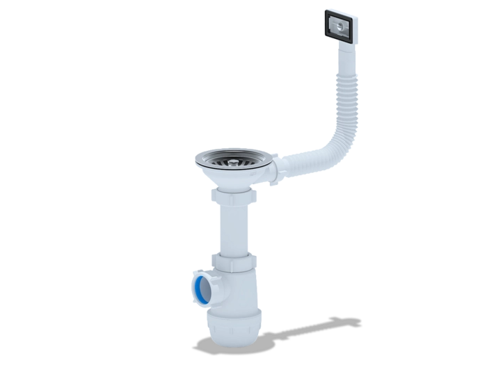 Сифон для мойки АНИПласт Грот A0145S 3 1/2 дюйма 40 мм с гибким переливом (A0145S)
