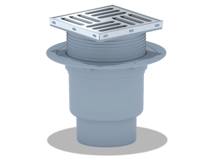 Трап для душа АНИПласт TQ1712 DN110 вертикальный регулируемый с сухим затвором и решёткой из нержавеющей стали 150х150 мм (TQ1712)