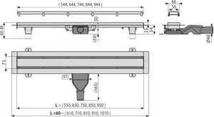 Водоотводящий желоб AlcaPlast APZ13-DOUBLE6 Fit and Go 850
