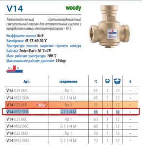 Термостатический клапан Barberi Woody 55 гр. Kv 9 НР 1 1/4" (V14 M32 00B)