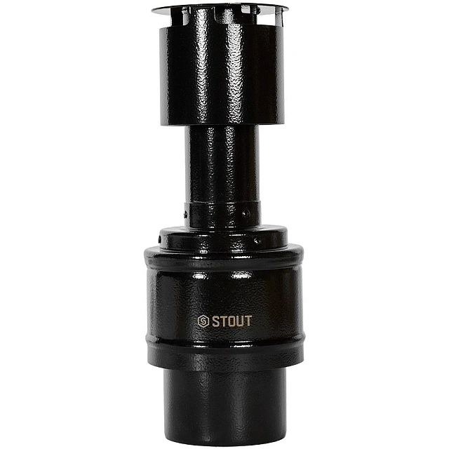 Оголовок вертикальный STOUT с ветрозащитой конденсац. коакс. D60(п)/100(п) ЧЕРНЫЙ узкий (SCR-8610-800011)