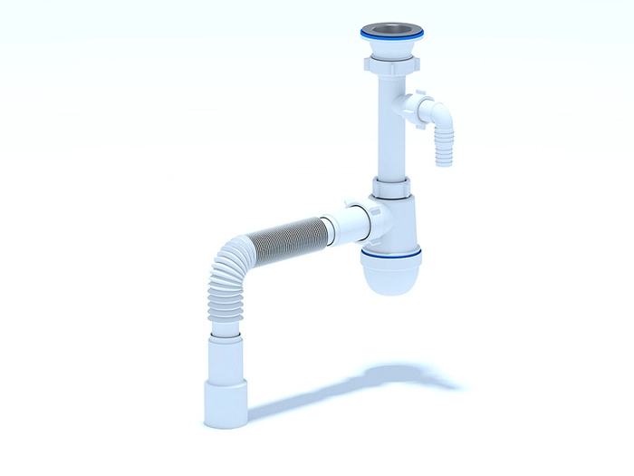 Сифон для мойки АНИПласт C0515 1 1/2 дюйма 40 мм с литым выпуском и гибкой трубой 40х40/50 мм (C0515)
