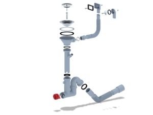 Cифон для мойки АНИПласт F серия F1045SA15 3 1/2 дюйма 40 мм с гибким переливом с отводом для стиральной машины и гибкой трубой 40х40/50 мм (F1045SA15)