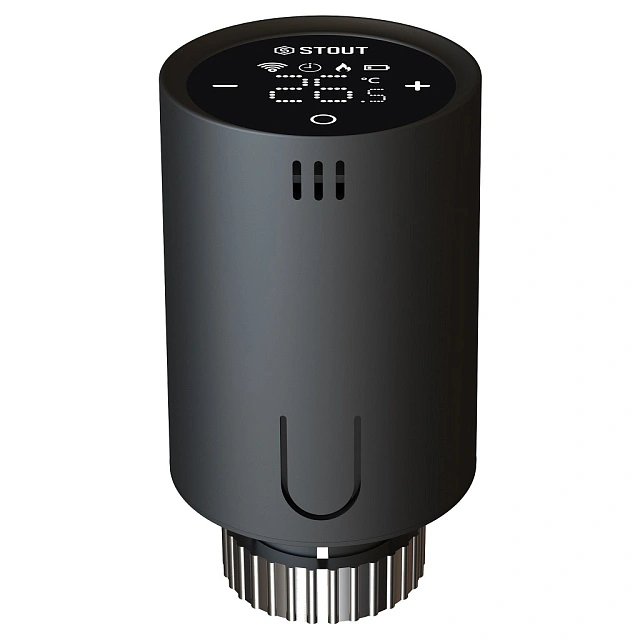 Умная термостатическая головка STOUT Zigbee, Черная (STE-2070-703021)