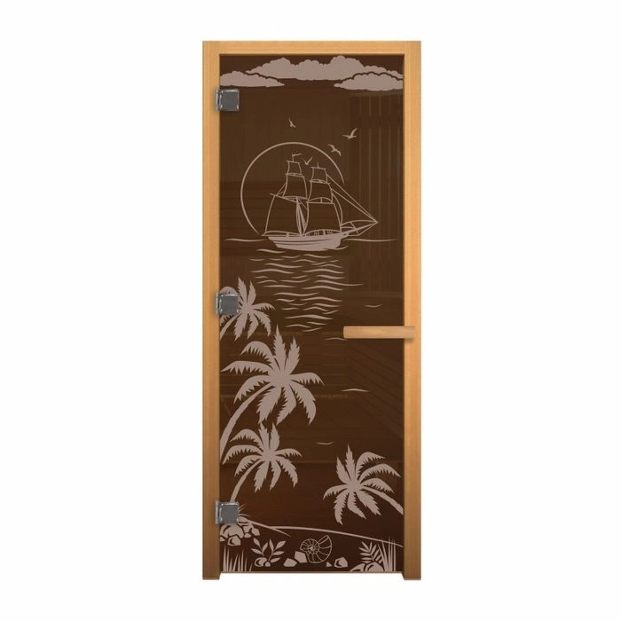 Дверь для бани стеклянная Везувий 1900х700 (Бронза "ЛАГУНА", 3 петли, 8мм) (ОСИНА)
