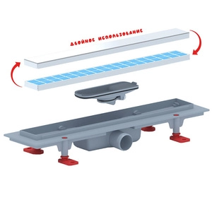 Трап линейный пластиковый АНИПласт TLQ1045 DN40 с сухим затвором и матовой решёткой под плитку МОЛ 450х62 мм (TLQ1045)