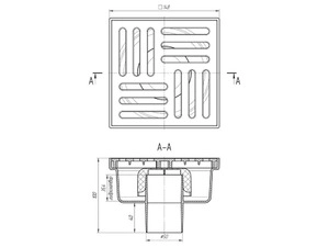 Трап вертикальный нерегулируемый АНИПласт TA5210 выпуск 50 мм с решеткой из пластика 150х150 мм (TA5210)