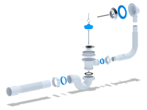 Сифон для ванны АНИПласт E155 1 1/2 дюйма с переливом и гибкой трубой 40х50 мм (E155)