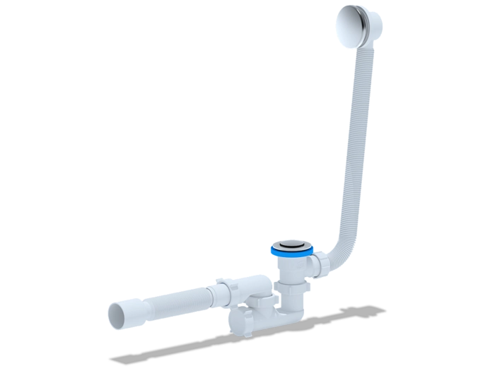 Сифон для ванны АНИПласт EC255 1 1/2 дюйма 40 мм клик-клак с переливом и гибкой трубой 40х50 мм (EC255)