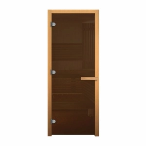 Дверь для бани стеклянная Везувий 1900х700 (бронза, 3 петли, 8мм) (ОСИНА)