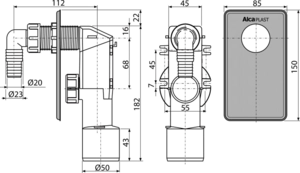 Сифон для стиральной машины под штукатурку AlcaPlast APS3