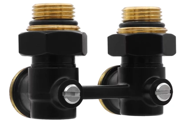 Вентиль для радиатора с шаровым затвором “Мультифлекс” угловой Черный 3/4″ VIEIR (VR309-C)