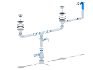 Сифон для мойки АНИПласт Грот A3545 3 1/2 дюйма 40 мм двойной с жестким переливом и отводом для стиральной машины (A3545)