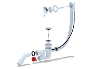 Перелив полуавтомат с регулируемым сифоном АНИПласт EM321 580 мм с переходной трубой 45 градусов 40х50 мм, толщина ванн до 13 мм (EM321)