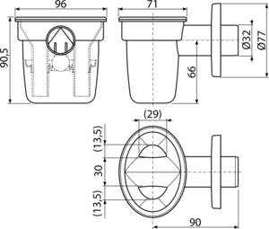 Воронка с шариком для сбрасываемого конденсата DN32 AlcaPlast AKS1Z