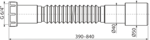 Гибкое соединение 6/4"×40/50 пластик AlcaPlast A770