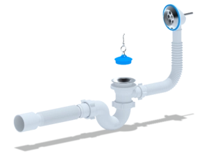 Сифон для ванны АНИПласт E155 1 1/2 дюйма с переливом и гибкой трубой 40х50 мм (E155)