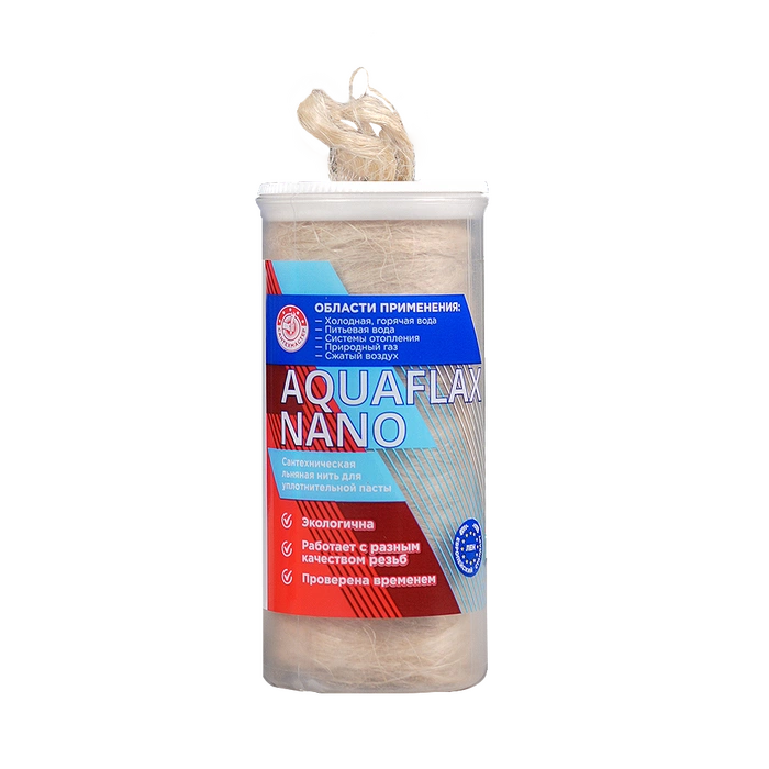 (61129) Aquaflax nano, сантехническая льняная нить ЕВРО, стакан 80 гр