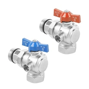 Кран шаровой угловой с полусгоном и термометром из нерж. cтали AISI304 VIEIR 1″ (VR1105.SS)