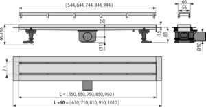 Водоотводящий желоб AlcaPlast APZ13-DOUBLE9 750