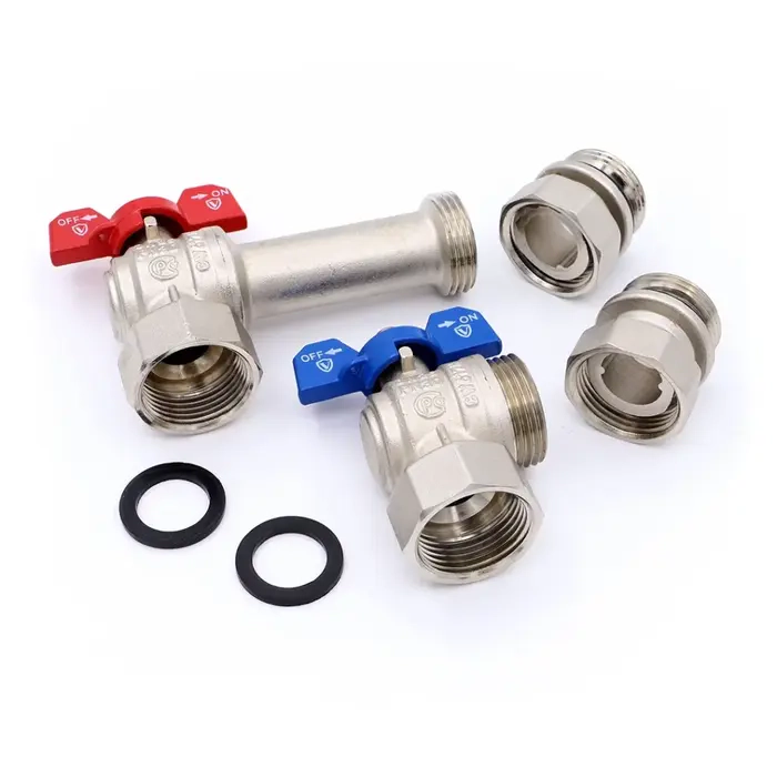 Комплект угловых кранов с разъемным соединением для коллекторной группы 1″ Vieir (VER63)