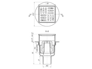 Трап вертикальный регулируемый АНИПласт TA5704 выпуск 50 мм с решеткой из пластика 100х100 мм (TA5704)