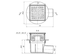 Трап для душа АНИПласт TQ5602 DN50 горизонтальный регулируемый с сухим затвором и решёткой из нержавеющей стали 100х100 мм (TQ5602)